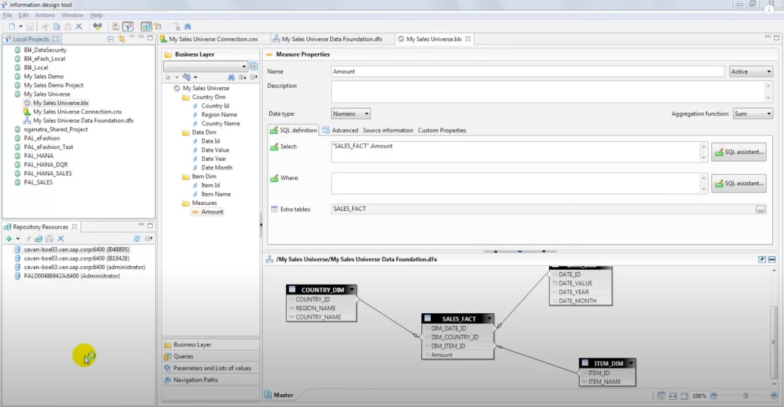 Designing a Semantic Layer in SAP BusinessObject Universe Designer 